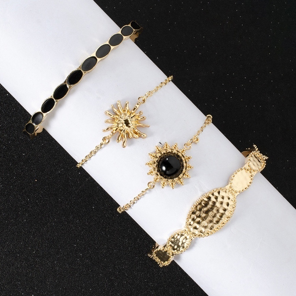 *ORIANNA* 4-Pc Gold x Black Fashion Bracelet Set